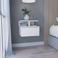thumbnail image 1 of Floating Nightstand 12"H, Wall Mounted With Single Drawer And 2-Tier Shelf, White, 1 of 7