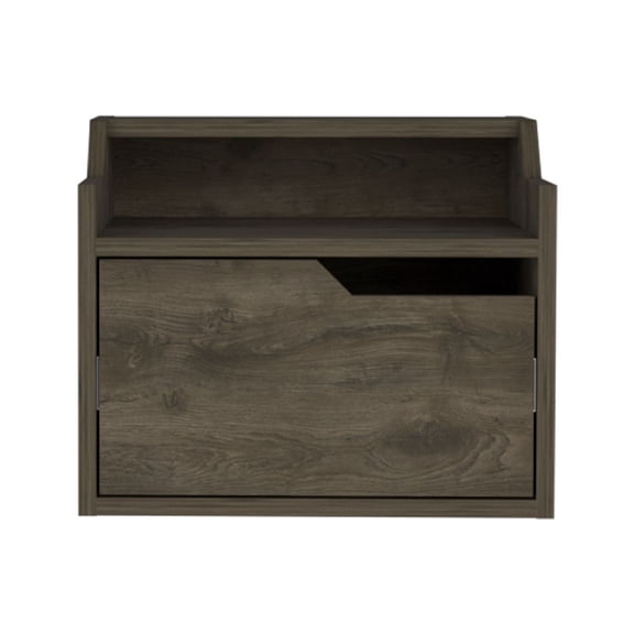 Floating Nightstand Bedroom - Dark Brown Wall Mount Nightstand with Drawer - Modern Side Table for Bedside - Small Floating Shelf for Living Room
