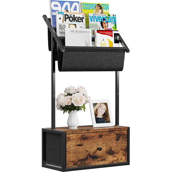Floating Nightstand Floating Shelves for Wall 16.5" Black Floating Shelf with Drawer and 3-Tier Bookshelf for Bedroom, Living Room, Kids Room (Black)