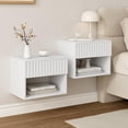 thumbnail image 1 of Floating Nightstand Set of 2, Modern Wall Mounted Bedside Tables with Fluted Drawer, Night Stand Small End Table with Open Storage Shelf for Bedroom, Living Room, Small Spaces, White, 1 of 7
