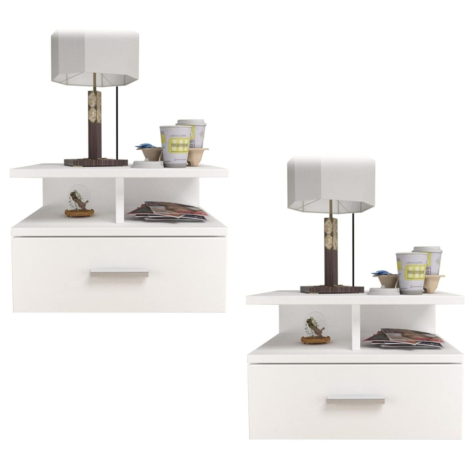 Floating Nightstand,White Modern Night Stand for Bedrooms,Small Wall