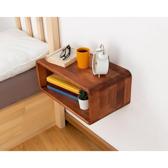 Floating Nightstand Wooden, Bedside Table, Nightstand Shelf, Handmade, Wall Mounted Bedside Shelf, Minimalist and Unique Style (Paris)