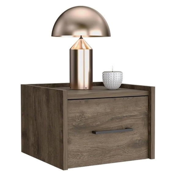Floating Nightstand with Drawer, Wall Mount Bedside Table - Dark Brown, Space Saving, Modern Bedroom Furniture