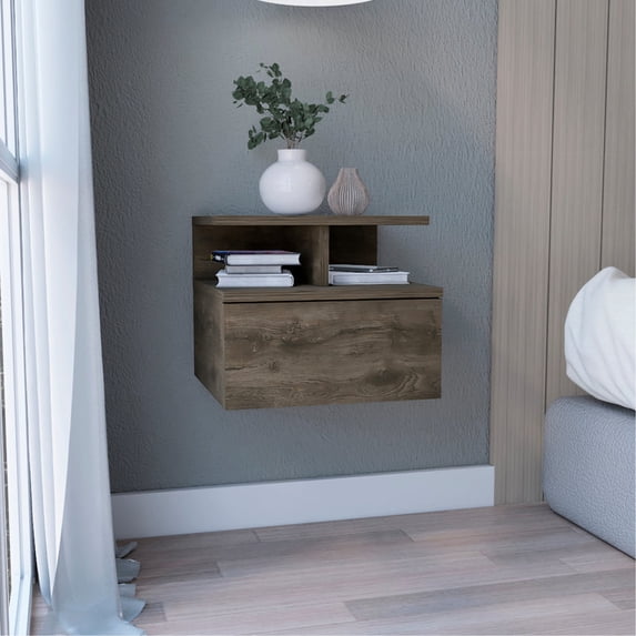 Wall-Mounted Floating Nightstand | Modern Design for Quick Item Access | Particle Board Structure | Facilitates Clutter-Free Storage