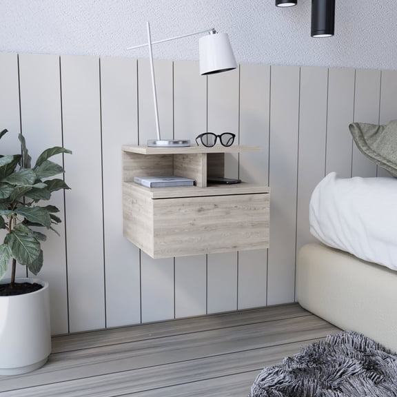 Modern Nightstand with Drawer and Shelf | Bedroom Decor, Ample Storage | Engineered Wood Construction | Organizes Bedroom Items