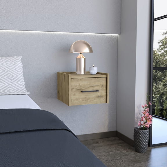 Floating Nightstand with Single Drawer / Spacious Surface for Decor or Necessities