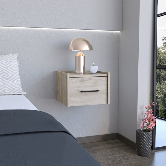 Floating Nightstand with Single Drawer / Wall - Mounted for Easy Access