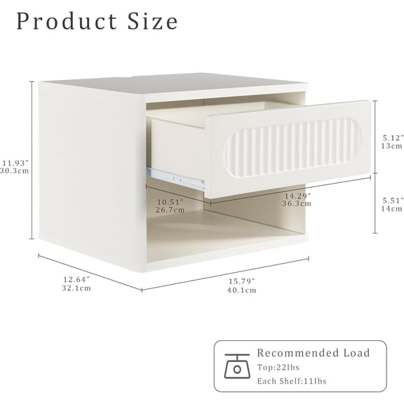 Floating Nightstands with Drawer Set of 2, Modern Wall Mounted Bedside Tables for Bedroom, Space Saving Storage Cabinets, Easy Install Hanging Shelf Night Stands for Small Spaces (White)