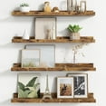 thumbnail image 1 of Floating Picture Ledge Shelves for Wall Set of 4, 24 Inch Solid Wood Wall Shelves with Lip Long Large Nursery Book Shelf for Toys Storage Kids Bookshelf Wall Mounted Living Room Bedroom Decor Frames, 1 of 14