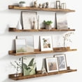 thumbnail image 1 of Floating Picture Ledge Shelves for Wall Set of 4, 36 Inch Solid Wood Wall Shelves with Lip Long Large Nursery Book Shelf for Toys Storage Kids Bookshelf Wall Mounted Living Room Bedroom Decor Frames, 1 of 14