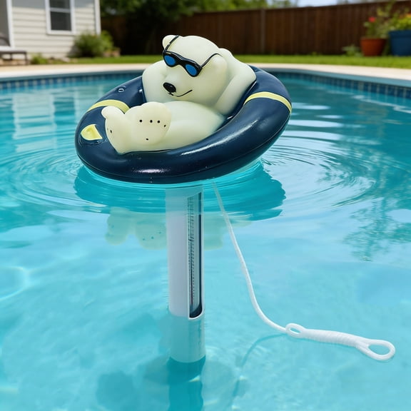 Floating Polar Bear Pool Thermometer - Accurate Water Temperature Gauge for Pools, Spas, and Hot Tubs - Waterproof, Shatterproof Design for Season-Long Use