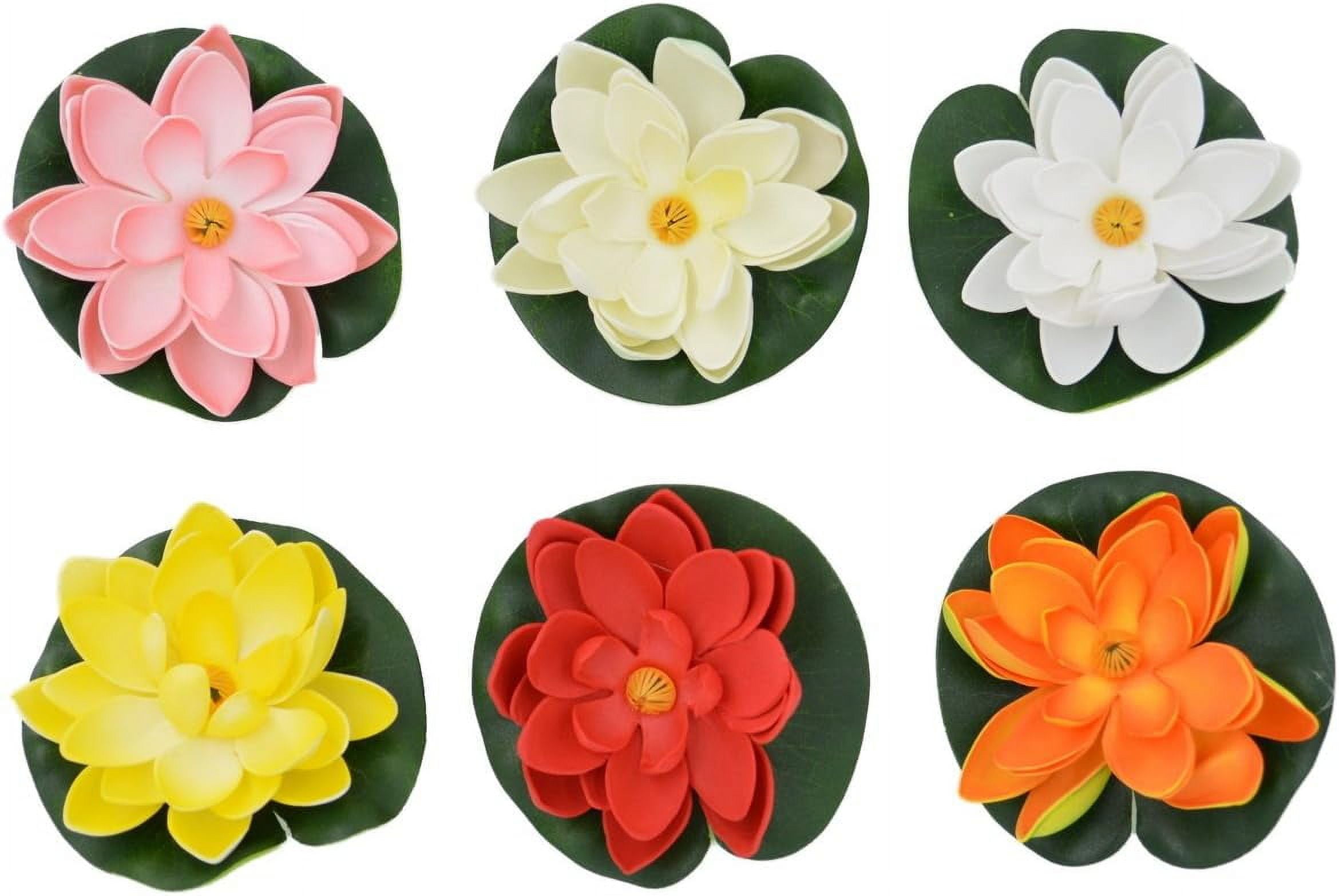 Floating Pond Decor Artificial Water Lily/Lotus Foam Flower Small, 6