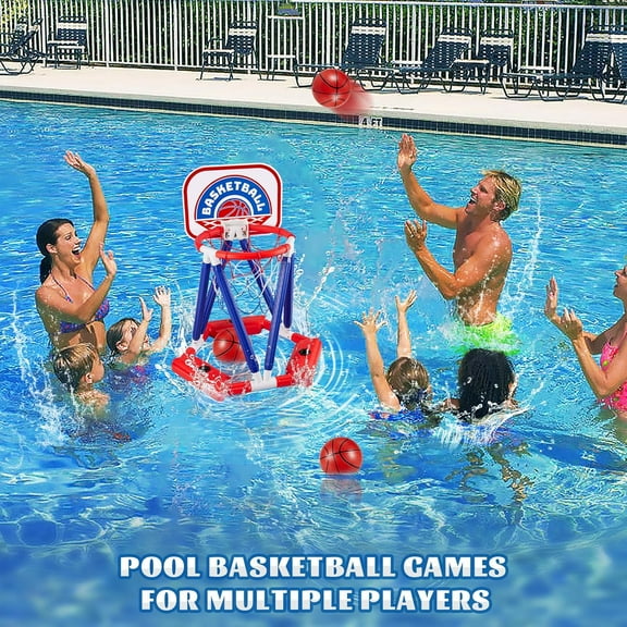 Floating Pool Basketball Hoop Set with Backboard & 3 Balls, Durable & Stable Design for Kids, Adults & Family Fun