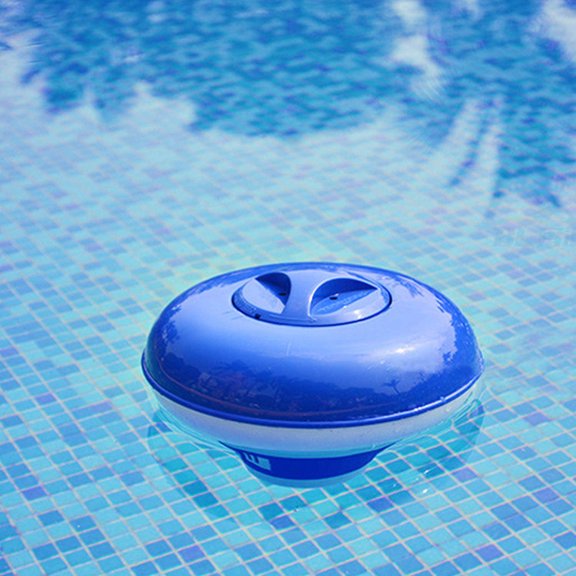 Floating Pool Chlorine Dispenser 5 Inch, Large Capacity Tablet Holder for Swimming Pool Spa, Adjustable Output Blue White Chemical Feeder