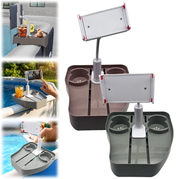 Floating Pool Drink Tray with Phone and Cup Holder, Adjustable Spa Table for Hot Tub Swimming Pool Accessories