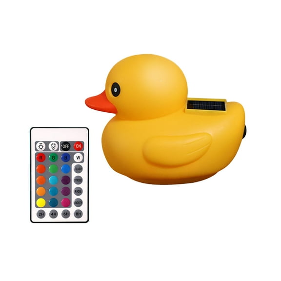 Floating Pool Ducks Light Solar Powered, Glowing Yellow Duck Floating Pool Lights, Waterproof Solar Pool Light Floating Duck with Remote Control for Party