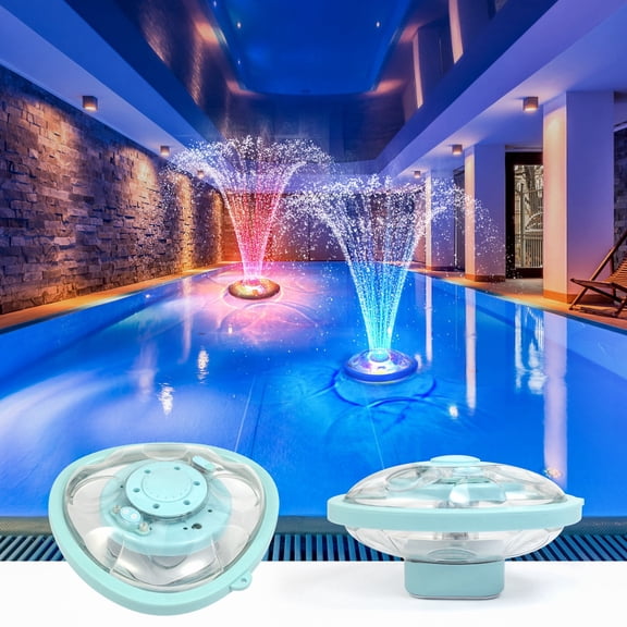 Floating Pool Fountain with 4 Color Mode Light Show, Upgraded Pool Fountains with Remote Controlled, Pool Water Feature, Pool Fountains for In-ground Pool, Above-ground Pond Waterfall