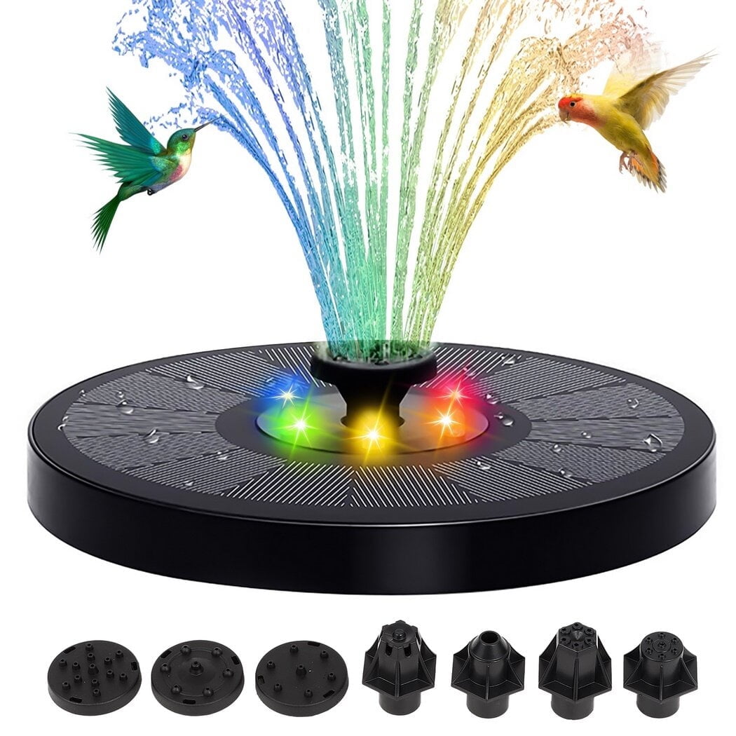 Floating Pool Fountain with 7Color LED Lights, Rechargeable Solar