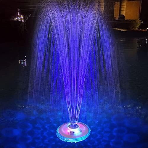Floating Pool Fountain with Underwater Light Show, Floating Pond Fountain, 2 Spray Modes Waterfall Fountain, Waterproof Sprinkler Fountains for Inground Above Ground Pools$$Garden & Patio