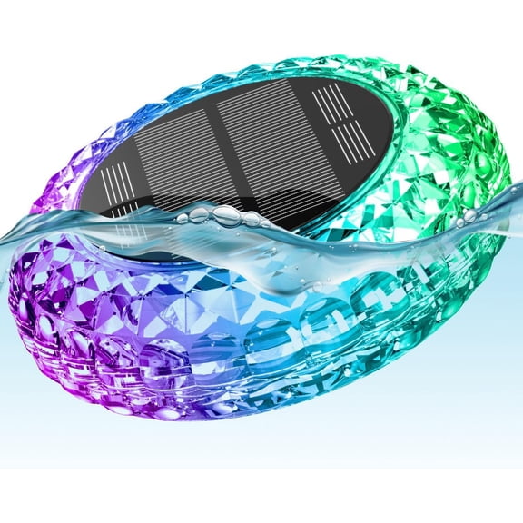 Floating Pool Light, Solar Powered Waterproof Rechargeable RGB Color Changing LED for Inground and Above Ground Pools, Dark Warm White and RGB, 1 Pack
