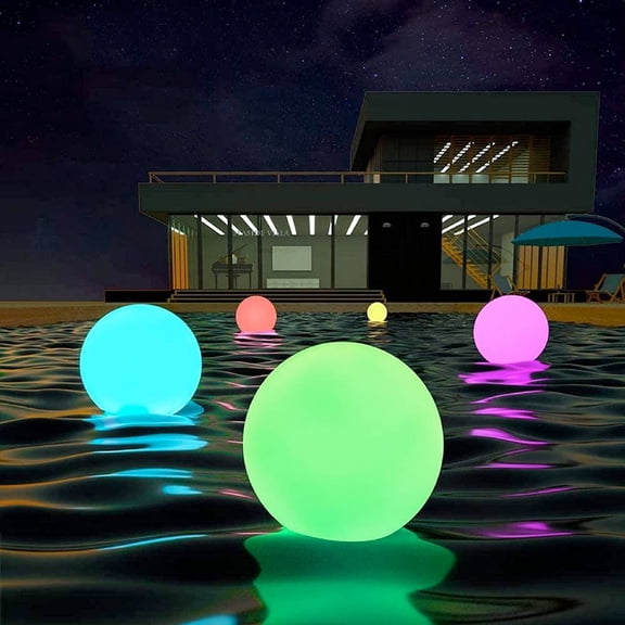 Floating Pool Lights, 3PCS Soft Glowing Ball Light 13 Colors LED Waterproof Hanging Night Lights Remote Control Light up Globes for Pool Beach Garden Patio Lawn Party Halloween Decorations, White
