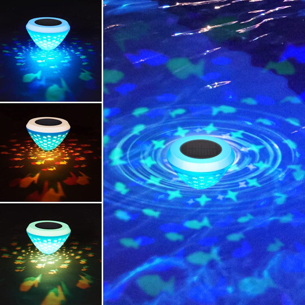 Solar Floating Pool Lights, 4-Color Changing, Waterproof LED, Fish ...