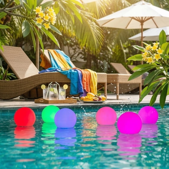 Floating Pool Lights Inflatable Waterproof Solar Glow Globe, 3.15in Outdoor Pool Ball Lamp 16 Color Changing LED Night Light, Party Decor for Swimming Pool, Beach, Garden 4PC