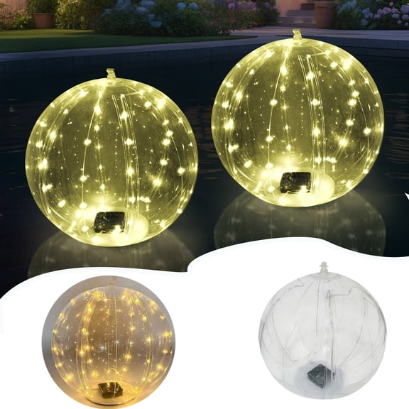 Floating Pool Lights Solar Powered, 13.4" Warm White Inflatable LED Pool Ball Light, IP66 Waterproof Glow in Dark for Inground Above Ground Pool, Party Decor