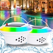 مصابيح حمام السباحة العائمة،عبوة من 2 مصباح حمام سباحة يعمل بالطاقة الشمسية،مصابيح LED مقاومة للماء متغيرة اللون RGB، مصابيح LED مقاومة للماء لحمام السباحة للاستخدام الخارجي، والبركة، وحوض الاستحمام الساخن