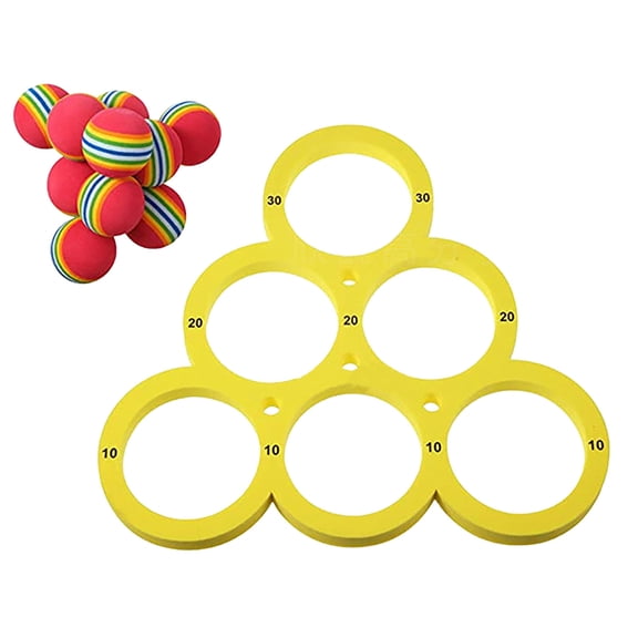 Floating Pool Ring Toss Score Game Set With Rainbow Balls Water Throwing Target Toy Summer Outdoor Pool Party Interactive Water Sports Toy For Family Teenagers Adults(Yellow-32x30x3.5cm)