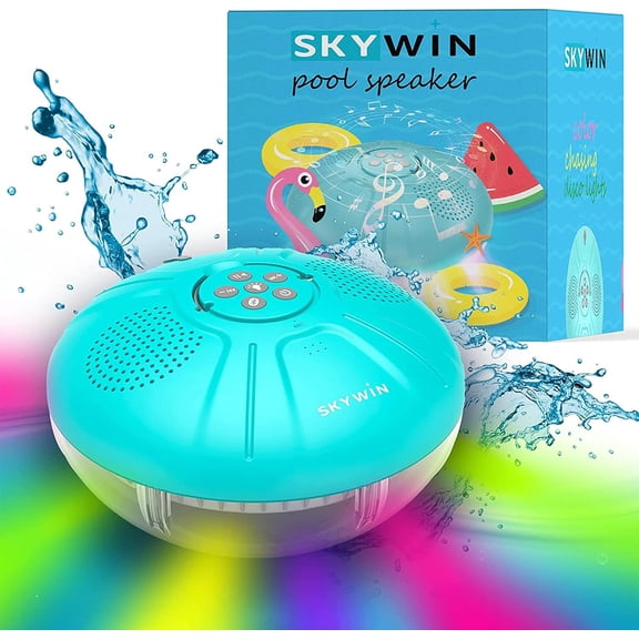 Floating Pool Speaker with Lights, Wireless Waterproof Bluetooth Speaker for Pool - Dual 5W Sound, Touch Controls, Rechargeable Shower Speaker, Inflatable for Pool Parties
