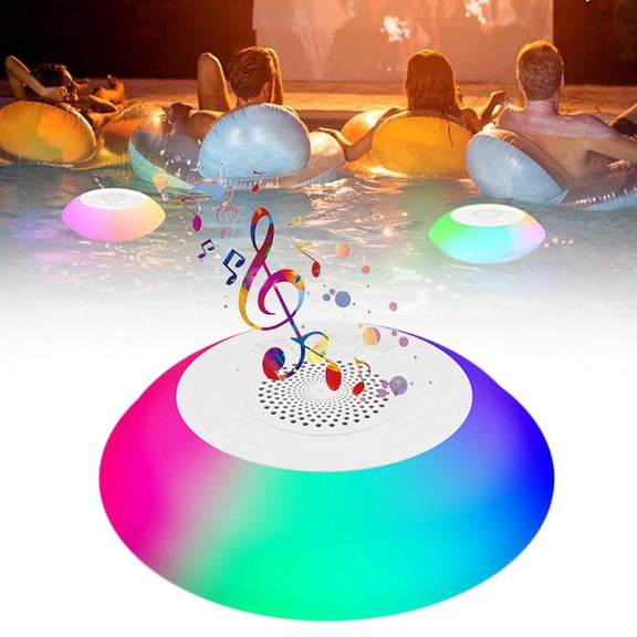 Floating Pool Speakers with Colorful Lights,2-in-1 RGB Floating Pool Lights with Bluetooth PoolSpeaker,Wireless Bluetooth,Built-in Mic,IP68 Waterproof,360 Hi-Fi Sound for Outdoor Use and Hot Tubs