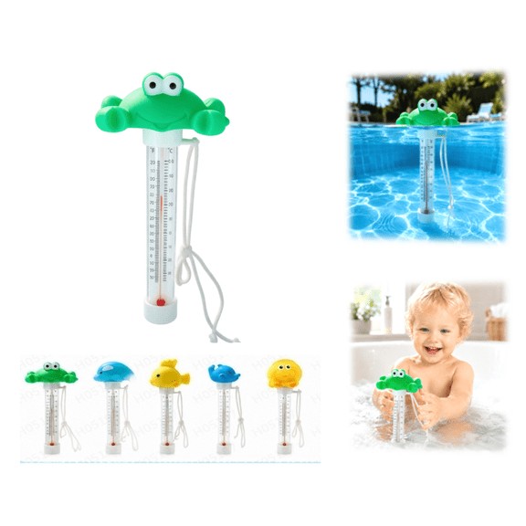 Floating Pool Thermometer, Cartoon Animal Design Floating Thermometer, Accurate Water Temperature Gauge With Tether For Pools Hot Tubs And Ponds (A)