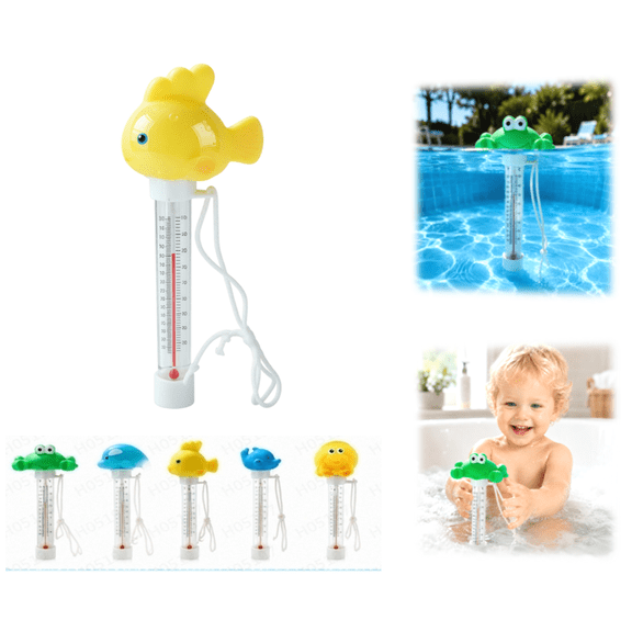 Floating Pool Thermometer, Cartoon Animal Design Floating Thermometer, Accurate Water Temperature Gauge With Tether For Pools Hot Tubs And Ponds (D)