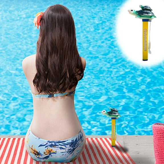 Floating Pool Thermometer - Easy-Read Temperature Gauge with Dolphin, Duck & Fish Decals - Durable Plastic for Pool or Spa