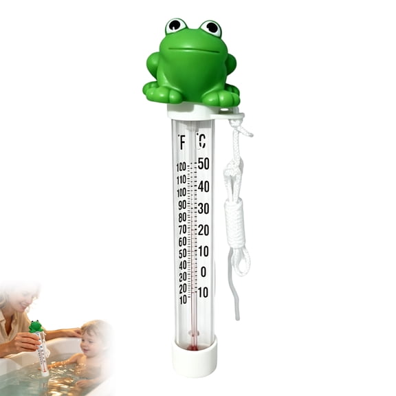 Floating Pool Thermometer, Large Display with String Easy to Read, Shatter Resistant, Water Temperature Thermometer for Outdoor & Indoor Swimming Pools, Spas, Hot Tubs, Ice Bath & Aquariums (Frog)