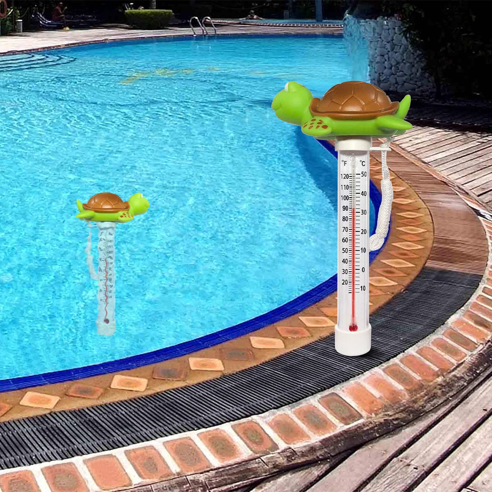 Floating Pool Thermometer, Large Size Easy Read for Water Temperature,  Shatter Resistant with String for Outdoor and Indoor Swimming Pools and  Spas