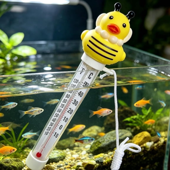 Floating Pool Thermometer, Large Size Easy Read with Tether for Swimming Pool, Spas, Hot Tubs, Ponds (Bee Duck)