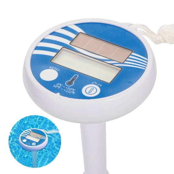 Floating Pool Thermometer Solar Powered Digital LCD Thermometer Floating Easy Read For Water Temperature with String For Outdoor And Indoor Swimming Pools Spas Ponds Bathtubs