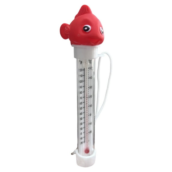 Floating Pool Thermometer with String, Large Easy Read Shatter Resistant Water Temperature Thermometer, Pool Accessories for Indoor Outdoor Swimming Pool Spa Hot Tub Ice Bath(7.9Inch,Red)