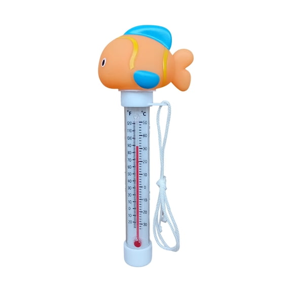 Floating Pool Thermometer with String, Large Easy Read Shatter Resistant Water Temperature Thermometer, Pool Accessories for Indoor Outdoor Swimming Pool Spa Hot Tub Ice Bath(7.9Inch,Orange)