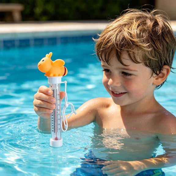 Floating Pool Thermometer for Swimming Pools, Spas & Hot Tubs – Large Display, Shatter-Resistant, Easy Read with String, Indoor & Outdoor Water Temperature Gauge