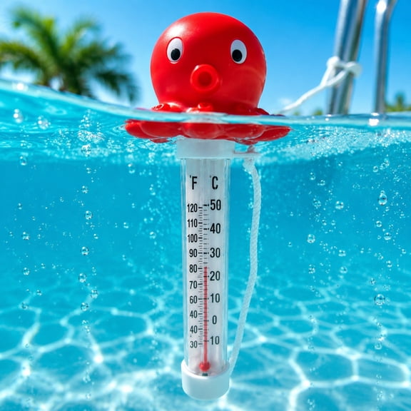 Floating Pool Thermometer with Hanging Rope, Red Duck Water Temperature Gauge for Bathtub, Hot Tub, Spa, and Fish Tank