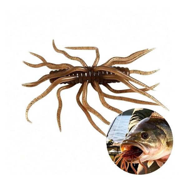 Floating Potato Soft Plastic Lure, Realistic Multi-Tentacle Worm Bait, High Elastic TPE Fishing Lure for Bass, Trout and Freshwater Fishing Rigs