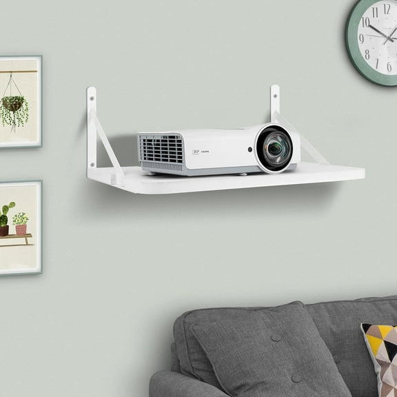 Floating Projector Shelf 16.2" x 11" - Solid Wood Design for Organizing Router, Modem &