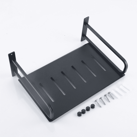 ZHANGLU Floating Projector Shelf Wall Mounted for Router Speaker DVD Cable Box, Heavy Duty Metal, Black, 12.99" x 9.84"