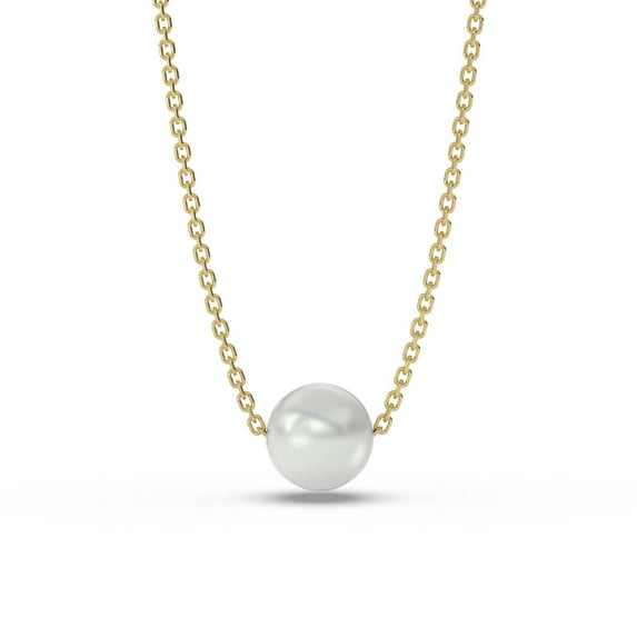 Floating Real Natural Pearl Minimalist Necklace 925 Silver or 14k Gold