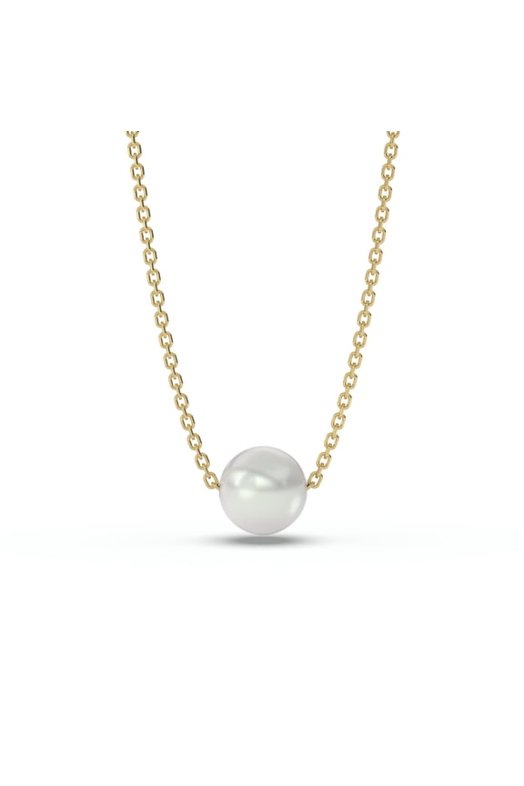 Floating Real Natural Pearl Minimalist Necklace 925 Silver or 14k Gold