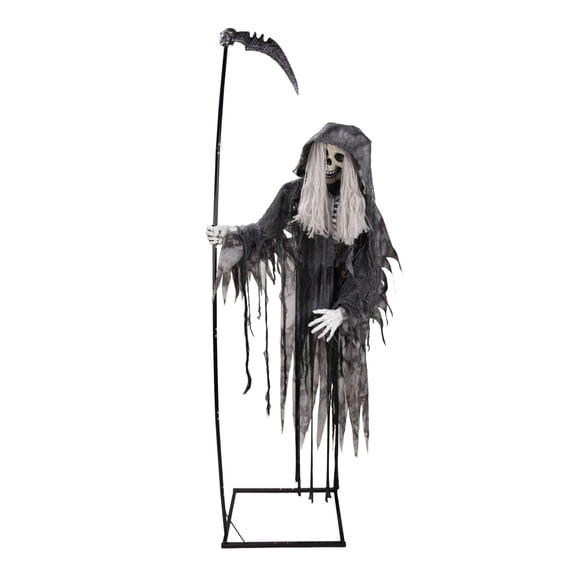 Floating Reaper Halloween Animatronic with Red Eyes & Levitation, 7.4-Ft, by Haunted Hill Farm