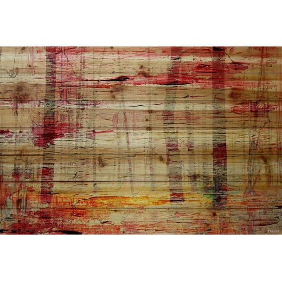 "Floating Red Water" Painting Print on Natural Pine Wood